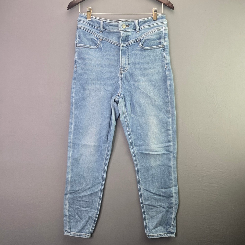 Express Jeans Cropped Skinny High Rise 8R Blue Light Wash Stretch Denim 3557